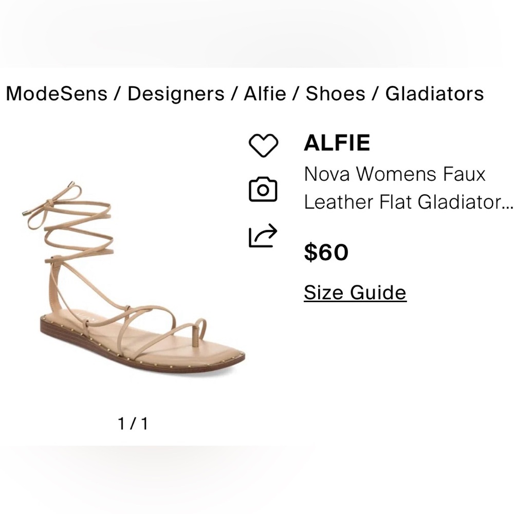 Alfie Womens Nova Flat Gladiator Sandals 9.5 / Nude